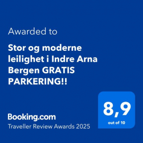 Stor og moderne leilighet i Indre Arna Bergen GRATIS PARKERING!!